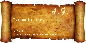 Avram Ferenc névjegykártya